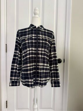 Chaps Blue/Cream Plaid Zip-Up Jacket -SzM